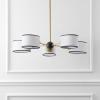 SAFAVIEH Lighting – Mickie 5-Light Chandelier – White & Black with Fabric Shades – 32-Inch Wide Modern Ceiling Fixture for Dining Room, Foyer (CHA4083A)
