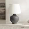 SAFAVIEH Lighting Collection – Benita Brushed Grey Resin Table Lamp with Fabric Shade, 22″ Modern Bedside or Living Room Light, E26 Bulb Compatible (TBL4651A)(Gray)