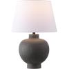 SAFAVIEH Lighting Collection – Benita Brushed Grey Resin Table Lamp with Fabric Shade, 22″ Modern Bedside or Living Room Light, E26 Bulb Compatible (TBL4651A)(Gray)