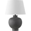 SAFAVIEH Lighting Collection – Benita Brushed Grey Resin Table Lamp with Fabric Shade, 22″ Modern Bedside or Living Room Light, E26 Bulb Compatible (TBL4651A)(Gray)