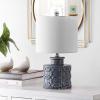 SAFAVIEH Lighting Collection – Bijou Blue Ceramic Table Lamp, Modern Contemporary Knot & Coin Design, LED Bulb Included (TBL4267A)