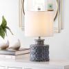 SAFAVIEH Lighting Collection – Bijou Blue Ceramic Table Lamp, Modern Contemporary Knot & Coin Design, LED Bulb Included (TBL4267A)