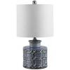 SAFAVIEH Lighting Collection – Bijou Blue Ceramic Table Lamp, Modern Contemporary Knot & Coin Design, LED Bulb Included (TBL4267A)