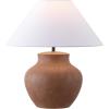 SAFAVIEH Lighting Collection – Clay Brown Resin Table Lamp, 22″ Decorative Accent Light with Fabric Shade, E26 Bulb Compatible (TBL4656A)(Brown)