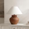 SAFAVIEH Lighting Collection – Clay Brown Resin Table Lamp, 22″ Decorative Accent Light with Fabric Shade, E26 Bulb Compatible (TBL4656A)(Brown)