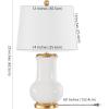 SAFAVIEH Lighting Collection – Emberson Table Lamp – Ivory Ceramic Base with Gold Leaf Accents and White Fabric Shade, LED Bulb Included, 25-Inch Bedroom Living Room Desk Lamp (TBL4414A)