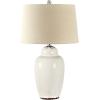 SAFAVIEH Lighting Collection – Emerly Blue Ceramic Table Lamp, 26″ Decorative Accent Light with Fabric Shade, E26 Bulb Included (TBL4398A)(Blue)