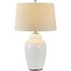 SAFAVIEH Lighting Collection – Emerly Blue Ceramic Table Lamp, 26″ Decorative Accent Light with Fabric Shade, E26 Bulb Included (TBL4398A)(Blue)