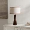 SAFAVIEH Lighting Collection – Enza Walnut 24 Inch Resin Table Lamp with Drum Shade, Contemporary Accent Lighting, Bulb Included (TBL4669A)(Walnut)