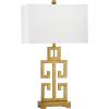 SAFAVIEH Lighting Collection – Greek Key Table Lamp – Antique Gold Metal Base with White Fabric Shade, LED Bulb Included, 29-Inch Bedroom Living Room Desk Lamps (LITS4305A)