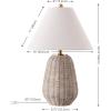 SAFAVIEH Lighting Collection – Isaura Light Grey Rattan 25 Inch Table Lamp with Shade and Bulb Included, Coastal Accent Lighting (TBL4679A)(Light Gray)