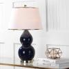 SAFAVIEH Lighting Collection – Jill 27″ Double Gourd Ceramic Table Lamp, Yellow with White Shade (LIT4093H)(Navy – Set of 2)