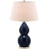 SAFAVIEH Lighting Collection – Jill 27″ Double Gourd Ceramic Table Lamp, Yellow with White Shade (LIT4093H)(Navy – Set of 2)
