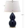 SAFAVIEH Lighting Collection – Jill 27″ Double Gourd Ceramic Table Lamp, Yellow with White Shade (LIT4093H)(Navy – Set of 2)