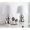 SAFAVIEH Lighting Collection – Jill 27″ Double Gourd Ceramic Table Lamp, Yellow with White Shade (LIT4093H)(Silver – Set of 2)