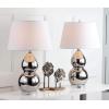 SAFAVIEH Lighting Collection – Jill 27″ Double Gourd Ceramic Table Lamp, Yellow with White Shade (LIT4093H)(Silver – Set of 2)