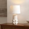 SAFAVIEH Lighting Collection – Joss White 19 Inch Ceramic Table Lamp with Textured Fabric Shade, Modern Accent Lighting, Bulb Included (TBL4686A)(White)