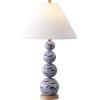 SAFAVIEH Lighting Collection – Juniper Blue & White Ceramic Table Lamp, 32″ Decorative Accent Light with Fabric Shade, E26 Bulb Compatible (TBL4658A)(White/Blue)