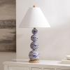 SAFAVIEH Lighting Collection – Juniper Blue & White Ceramic Table Lamp, 32″ Decorative Accent Light with Fabric Shade, E26 Bulb Compatible (TBL4658A)(White/Blue)