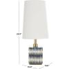 SAFAVIEH Lighting Collection – Kye Blue & White Resin Table Lamp, 24″ Modern Accent Light with Fabric Shade, E26 Bulb Compatible (TBL2025A)(Blue/White)
