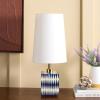 SAFAVIEH Lighting Collection – Kye Blue & White Resin Table Lamp, 24″ Modern Accent Light with Fabric Shade, E26 Bulb Compatible (TBL2025A)(Blue/White)