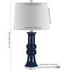 SAFAVIEH Lighting Collection – Lamber Ivory Ceramic Table Lamp, 26″ Decorative Accent Light with Fabric Shade, E26 Bulb Included (TBL4418A)(Blue)