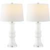 SAFAVIEH Lighting Collection – Lamber Ivory Ceramic Table Lamp, 26″ Decorative Accent Light with Fabric Shade, E26 Bulb Included (TBL4418A)(Ivory)