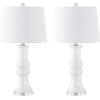 SAFAVIEH Lighting Collection – Lamber Ivory Ceramic Table Lamp, 26″ Decorative Accent Light with Fabric Shade, E26 Bulb Included (TBL4418A)(Ivory)