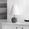 SAFAVIEH Lighting Collection – Maia Grey 22 Inch Marble Table Lamp with Tapered Fabric Shade, Modern Sculptural Accent Lighting, Bulb Included (TBL4692A)(Gray)