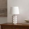 SAFAVIEH Lighting Collection – Milou White 18 Inch Ceramic Table Lamp with Textured Fabric Shade, Modern Accent Lighting, Bulb Included (TBL4685A)(White)