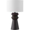 SAFAVIEH Lighting Collection – Monika Antique Black Resin Table Lamp with Fabric Shade, 25″ Modern Bedside or Living Room Light, E26 Bulb Compatible (TBL4650A)(Antique Black)