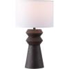 SAFAVIEH Lighting Collection – Monika Antique Black Resin Table Lamp with Fabric Shade, 25″ Modern Bedside or Living Room Light, E26 Bulb Compatible (TBL4650A)(Antique Black)