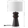 SAFAVIEH Lighting Collection – Monika Antique Black Resin Table Lamp with Fabric Shade, 25″ Modern Bedside or Living Room Light, E26 Bulb Compatible (TBL4650A)(Antique Black)