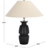 SAFAVIEH Lighting Collection – Nakia Wood Table Lamp, 22″ Decorative Accent Light with Fabric Shade, E26 Bulb Compatible (TBL2028A)(Dark Green)