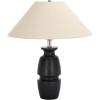 SAFAVIEH Lighting Collection – Nakia Wood Table Lamp, 22″ Decorative Accent Light with Fabric Shade, E26 Bulb Compatible (TBL2028A)(Dark Green)