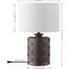 SAFAVIEH Lighting Collection – Ranae Antique Dark Brown Resin Table Lamp, 21″ Decorative Accent Light with Fabric Shade, E26 Bulb Compatible (TBL4653A)(Antique Brown)