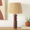 SAFAVIEH Lighting Collection – Suraya Deep Red Marble Table Lamp, 24″ Modern Accent Light with Patterned Fabric Shade, E26 Bulb Compatible (TBL2017A)(Deep Red)