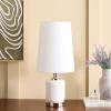 SAFAVIEH Lighting Collection – TIGI White Marble & Metal Table Lamp, 23″ Decorative Accent Light with Fabric Shade, E26 Bulb Compatible (TBL2032A)(White/Silver)