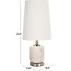SAFAVIEH Lighting Collection – TIGI White Marble & Metal Table Lamp, 23″ Decorative Accent Light with Fabric Shade, E26 Bulb Compatible (TBL2032A)(White/Silver)