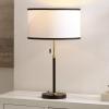 SAFAVIEH Lighting Collection – Tegan Black & Brass Metal 25 Inch Table Lamp with Drum Shade and Bulb Included, Modern Accent Lighting (TBL4683A)(Black/Brass)