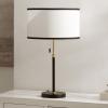 SAFAVIEH Lighting Collection – Tegan Black & Brass Metal 25 Inch Table Lamp with Drum Shade and Bulb Included, Modern Accent Lighting (TBL4683A)(Black/Brass)