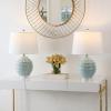 SAFAVIEH Lighting Collection – Wembli Ceramic Table Lamp, 23″ Decorative Accent Light with Fabric Shade, E26 Bulb Included (TBL4411A)(Ivory)