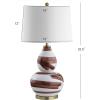 SAFAVIEH Lighting Collection Aileen Abstract Brown/ Gold Brushstroke 33-inch Bedroom Living Room Home Office Desk Nightstand Table Lamp (LED Bulb Included)(Brown/Gold)