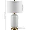 SAFAVIEH Lighting Collection Amaia Modern Contemporary White Glass 26-inch Bedroom Living Room Home Office Desk Nightstand Table Lamp (LED Bulb Included)(White)
