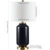 SAFAVIEH Lighting Collection Amaia Modern Contemporary White Glass 26-inch Bedroom Living Room Home Office Desk Nightstand Table Lamp (LED Bulb Included)(Navy)