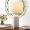 SAFAVIEH Lighting Collection Amaia Modern Contemporary White Glass 26-inch Bedroom Living Room Home Office Desk Nightstand Table Lamp (LED Bulb Included)(White)