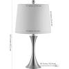 SAFAVIEH Lighting Collection Benita Modern Contemporary Nickel Iron 24-inch Bedroom Living Room Home Office Desk Nightstand Table Lamp (LED Bulb Included)