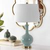 SAFAVIEH Lighting Collection Bowie Cream Ceramic 26-inch Bedroom Living Room Home Office Desk Nightstand Table Lamp (LED Bulb Included)(Robins Egg Blue)