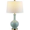 SAFAVIEH Lighting Collection Bowie Cream Ceramic 26-inch Bedroom Living Room Home Office Desk Nightstand Table Lamp (LED Bulb Included)(Robins Egg Blue)