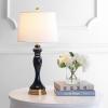 SAFAVIEH Lighting Collection Cayson Modern Contemporary Navy / Gold 29-inch Bedroom Living Room Home Office Desk Nightstand Table Lamp (LED Bulb Included)(Navy/Gold – with USB)